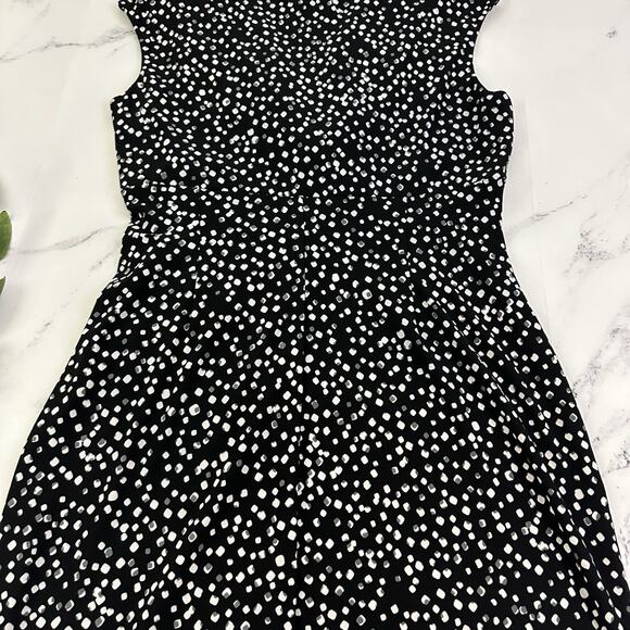 Lauren Ralph Lauren Womens Sheath Dress Size 12 P Black White Dots Stretch - Picture 9 of 10